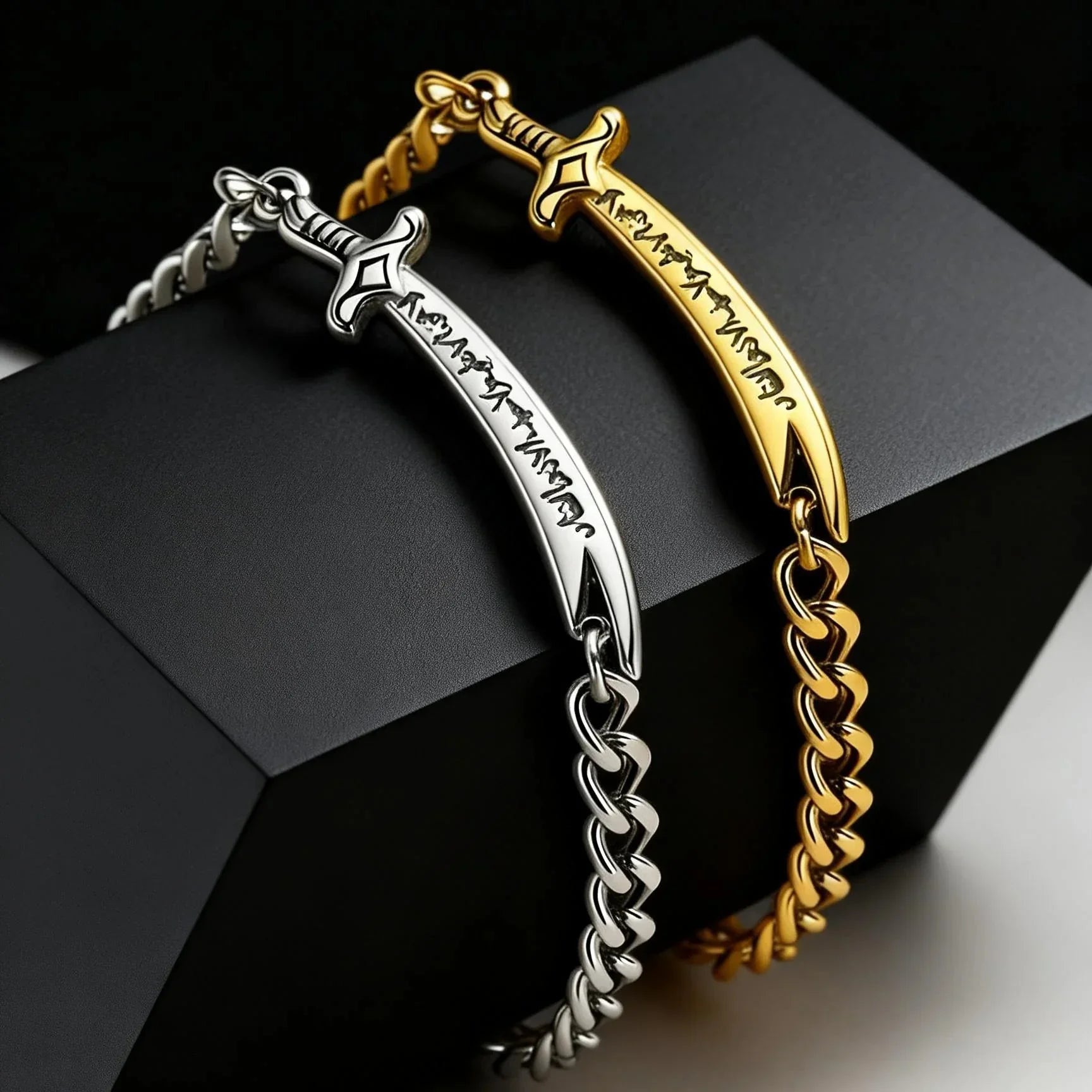 Bracelet cubain pour homme avec épée Ali Zulfiqar arabe or