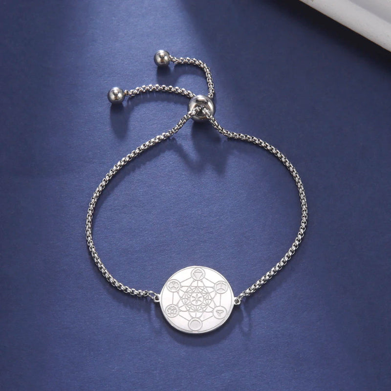 Bracelet Cube de Métatron de Protection argent