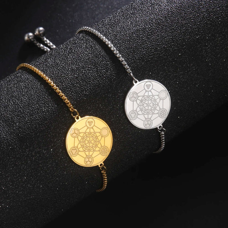Bracelet Cube de Métatron de Protection argent