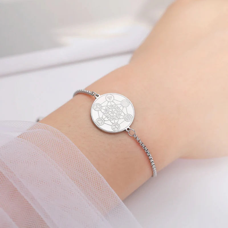 Metatron's Cube Protection Bracelet silver
