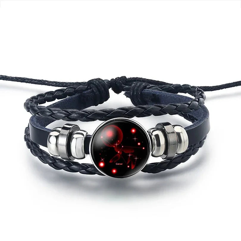 Leather Bracelet Zodiac Sign 12 Constellations Cancer