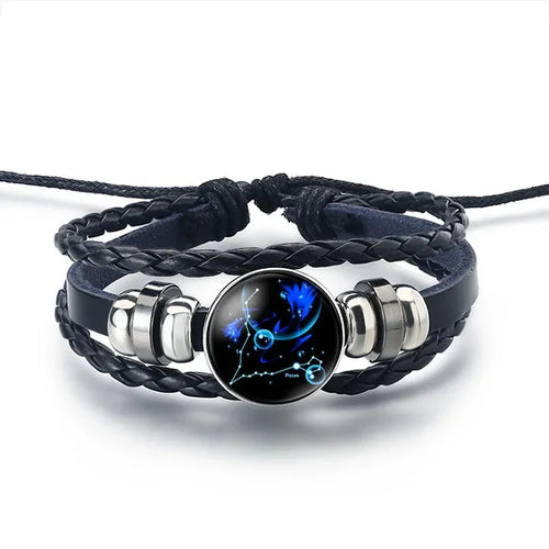 Leather Bracelet Zodiac Sign 12 Constellations Pisces
