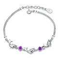 Purple Silver Dolphin Bracelet