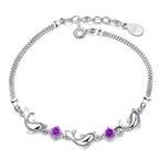 Purple Silver Dolphin Bracelet