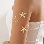 Bracelet de bras boho pour femme - chaîne de biceps étoile de mer or
