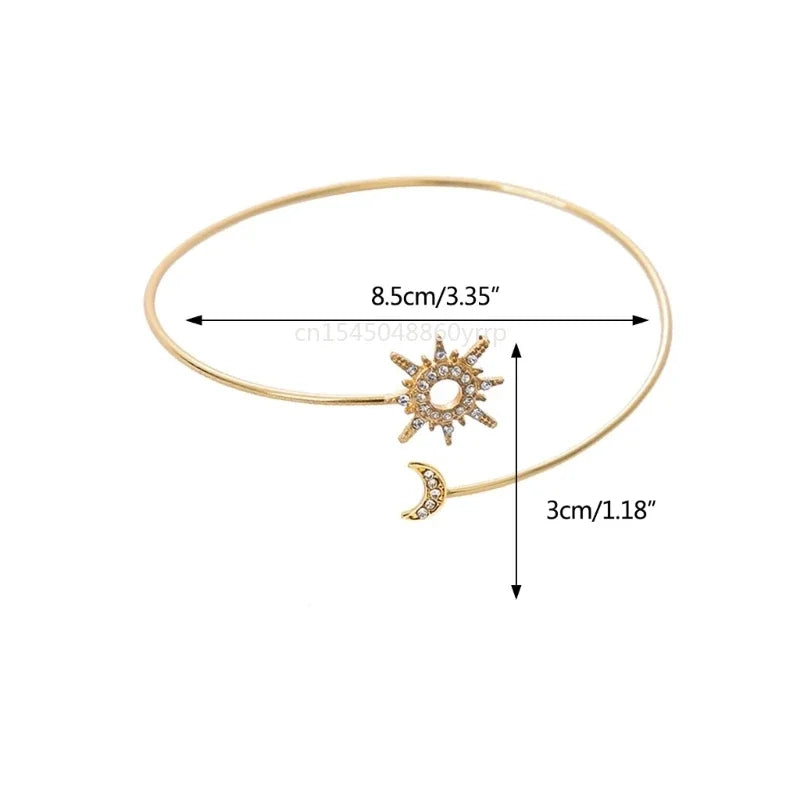 Women's Arm Bracelet Sun Moon - Arm Chain Ornament and Gold Biceps Jewelry