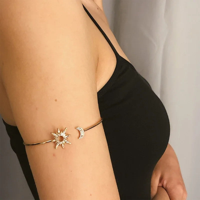 Women's Arm Bracelet Sun Moon - Arm Chain Ornament and Silver Biceps Jewelry