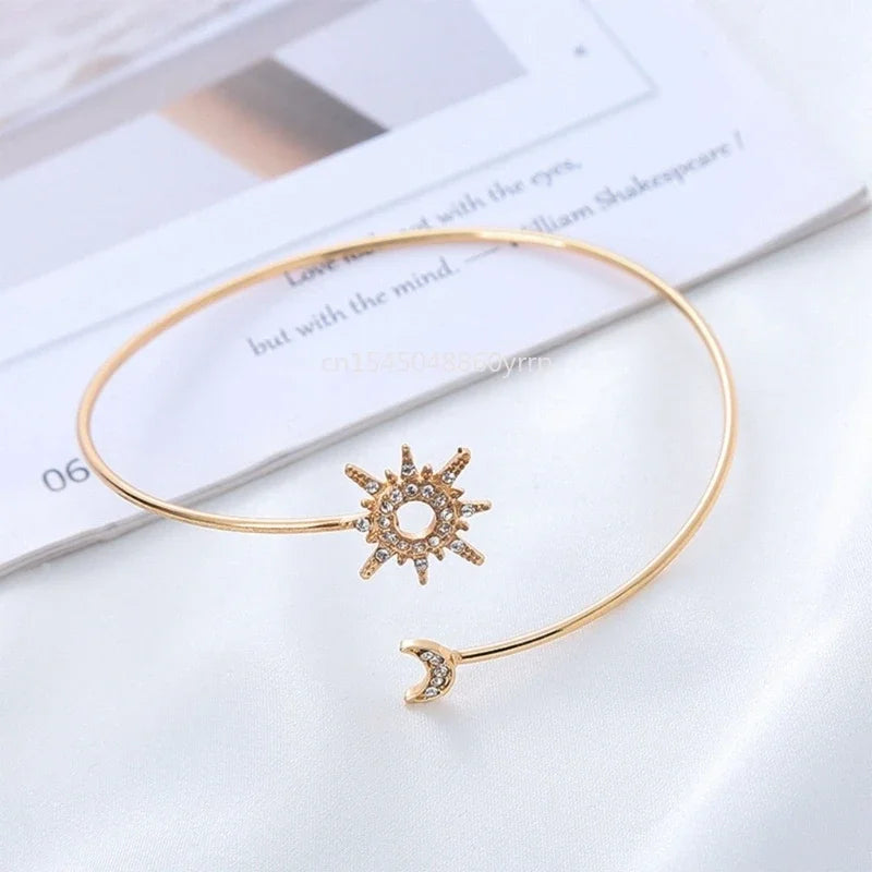 Women's Arm Bracelet Sun Moon - Arm Chain Ornament and Gold Biceps Jewelry