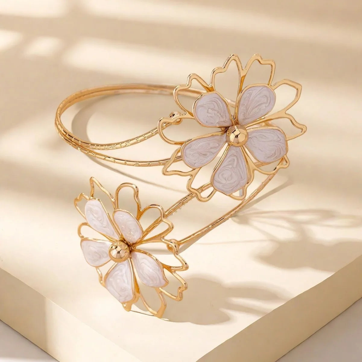 Bracelet de bras pour femme fleur - Chaîne de biceps blanc