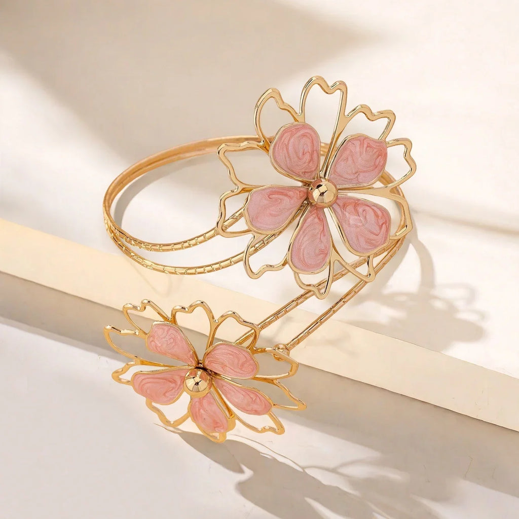 Bracelet de bras pour femme fleur - Chaîne de biceps rose