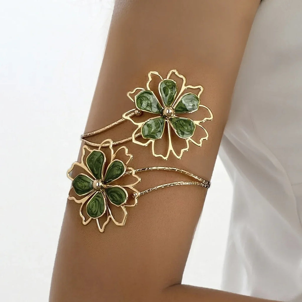 Bracelet de bras pour femme fleur - Chaîne de biceps vert