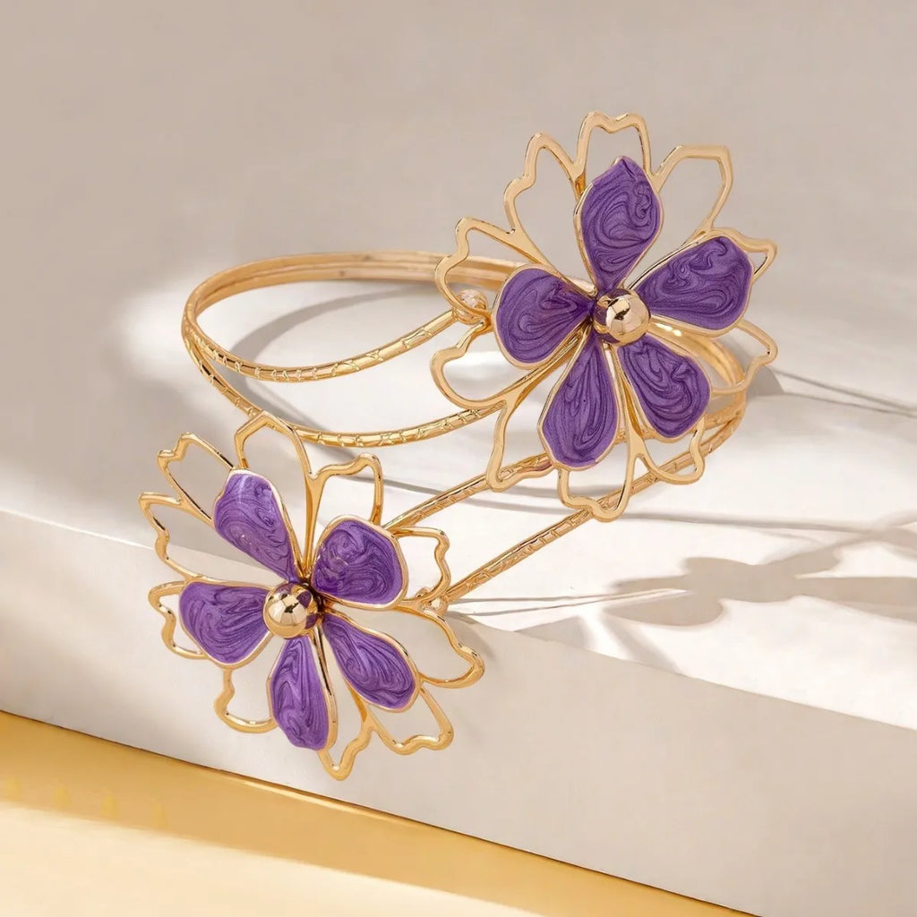 Bracelet de bras pour femme fleur - Chaîne de biceps violet