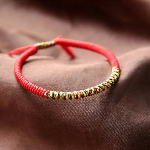Tibetan Luck Bracelet in Red Cotton