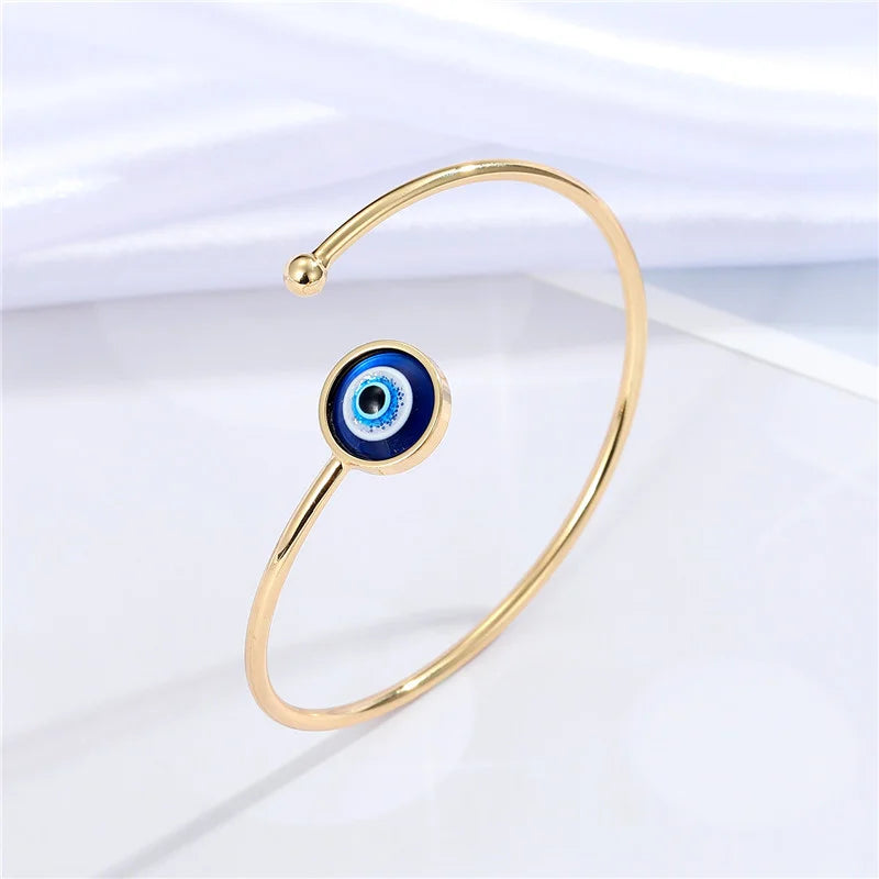 Charm Bracelet Against the Evil Eye Turkish Blue Gold