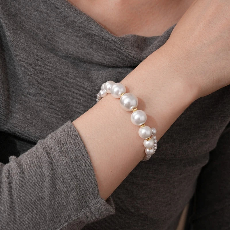 White Pearl Charm Bracelet