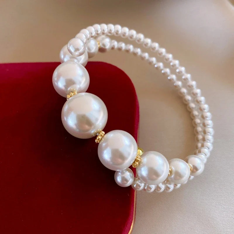 White Pearl Charm Bracelet