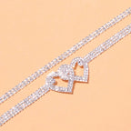 Bracelet de cheville coeur et strass pour femme