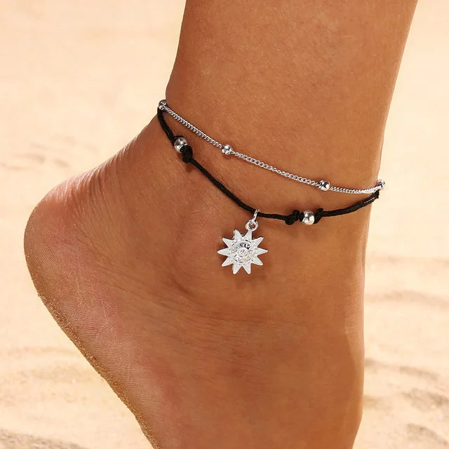 Bracelet de Cheville Double Rang Soleil