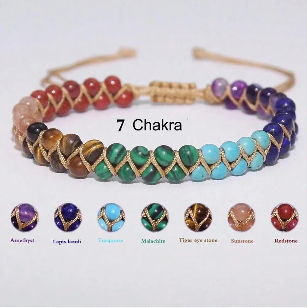 Bracelet de cheville en pierre naturelle 7 chakras