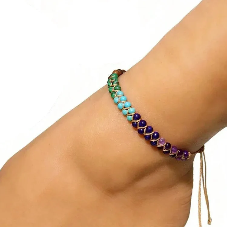 Bracelet de cheville en pierre naturelle 7 chakras