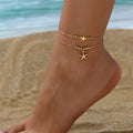 Women's gold starfish anklet
