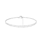 Thin Double Row Silver Ankle Bracelet