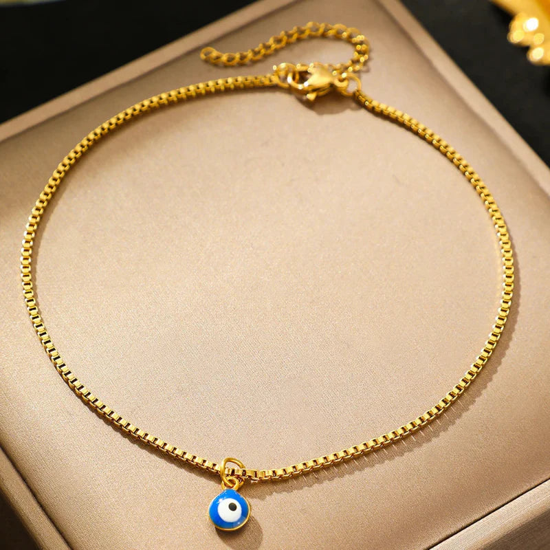 Gold Blue Eye Anklet