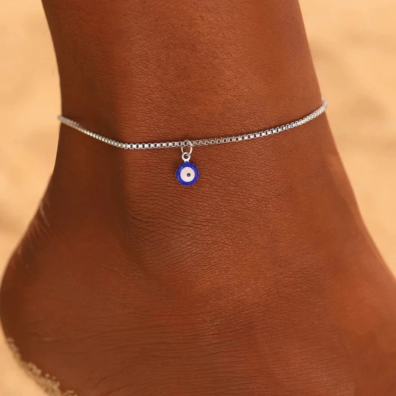 Silver Blue Eye Anklet