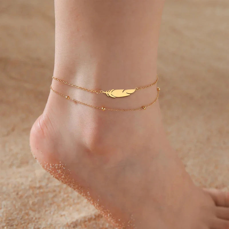 Gold Feather Anklet