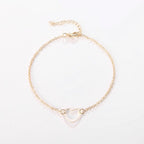 Bracelet de Cheville pour Femme Coeur Or & Argent