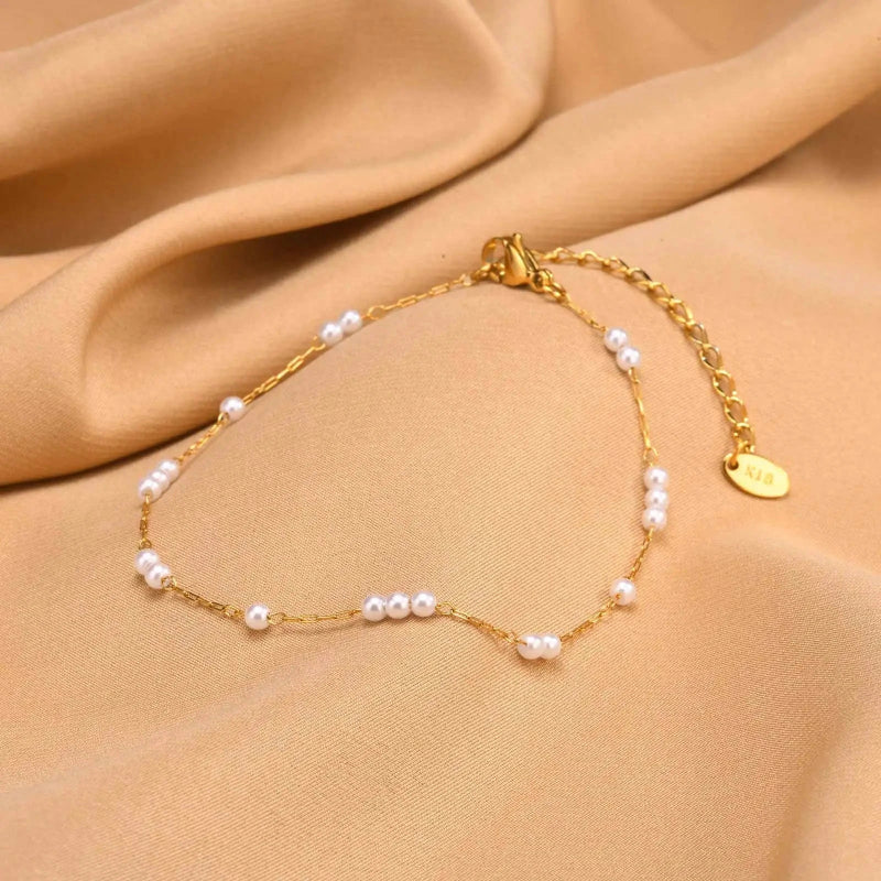 Anklet with White Beads