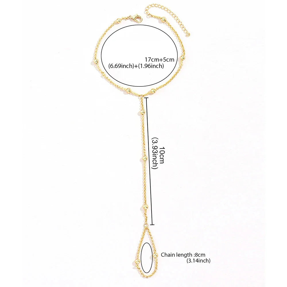 Hand Bracelet Balls Jewelry Woman Hand & Finger Chain gold