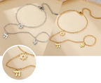 Bracelet de main et doigt avec pendentifs de protection juifs Chai, étoile de David et main de Fatma étoile or et argent