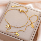 Bracelet de main et doigt avec pendentifs de protection juifs Chai, étoile de David et main de Fatma étoile or