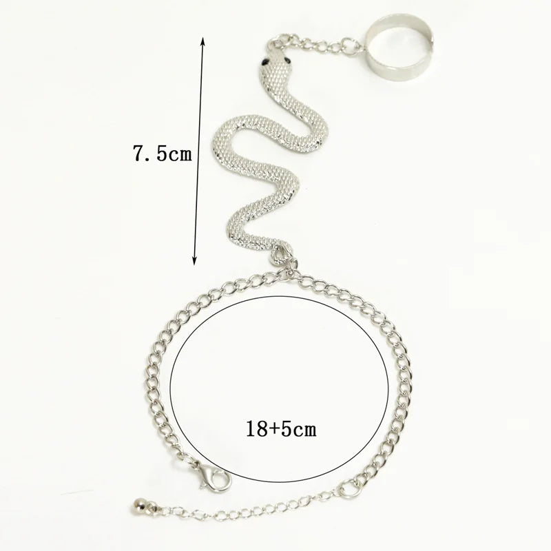 Snake Hand Bracelet Women's Jewelry Hand & Finger Chain Silver