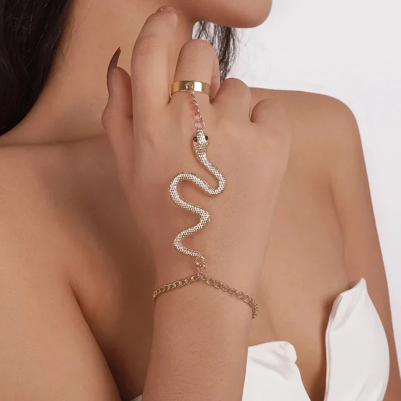 Snake Hand Bracelet Women's Jewelry Hand & Finger Chain Gold
