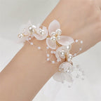 Wedding Bracelet Pearls and Flowers