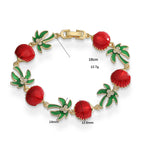 Bracelet de palmiers en émail vert et coquillages rouges