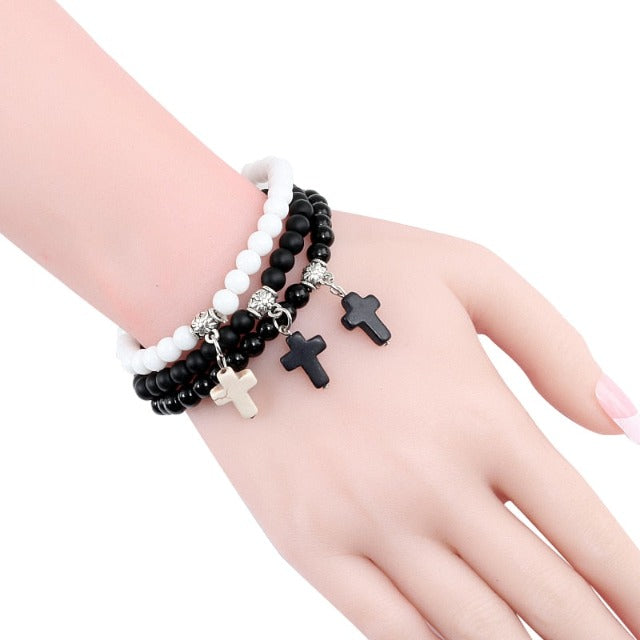 Bracelet de Perle avec Croix