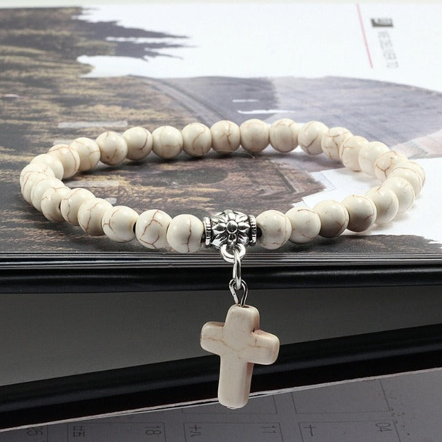Pearl Bracelet with Cross