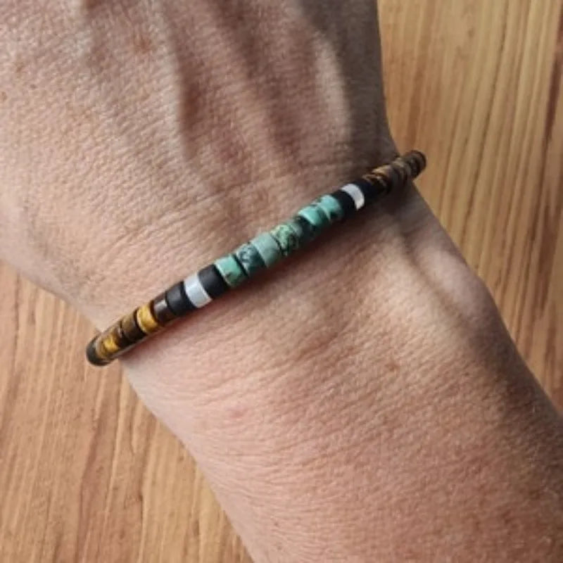 Protection Bracelet in Natural Stones Tiger Eye and Amazonite 