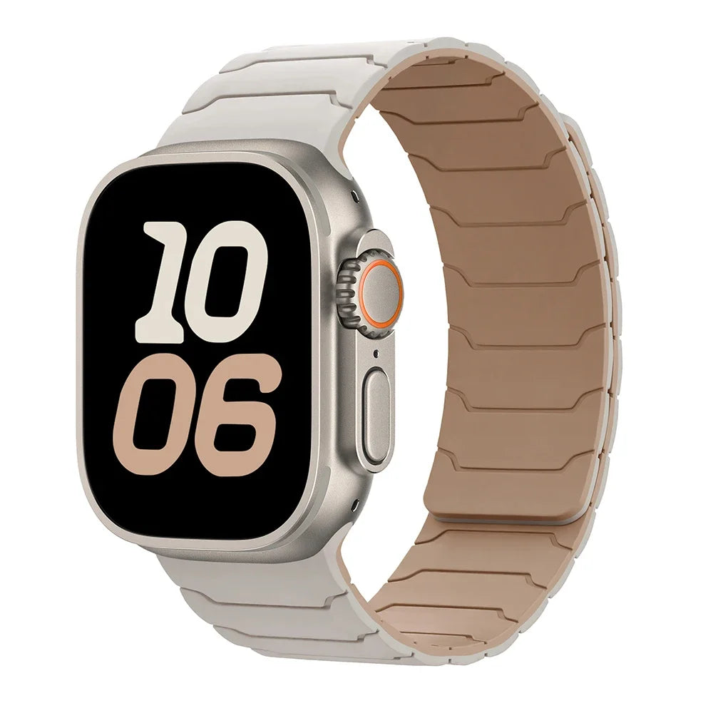 Bracelet de remplacement aimanté pour Apple Watch blanc beige