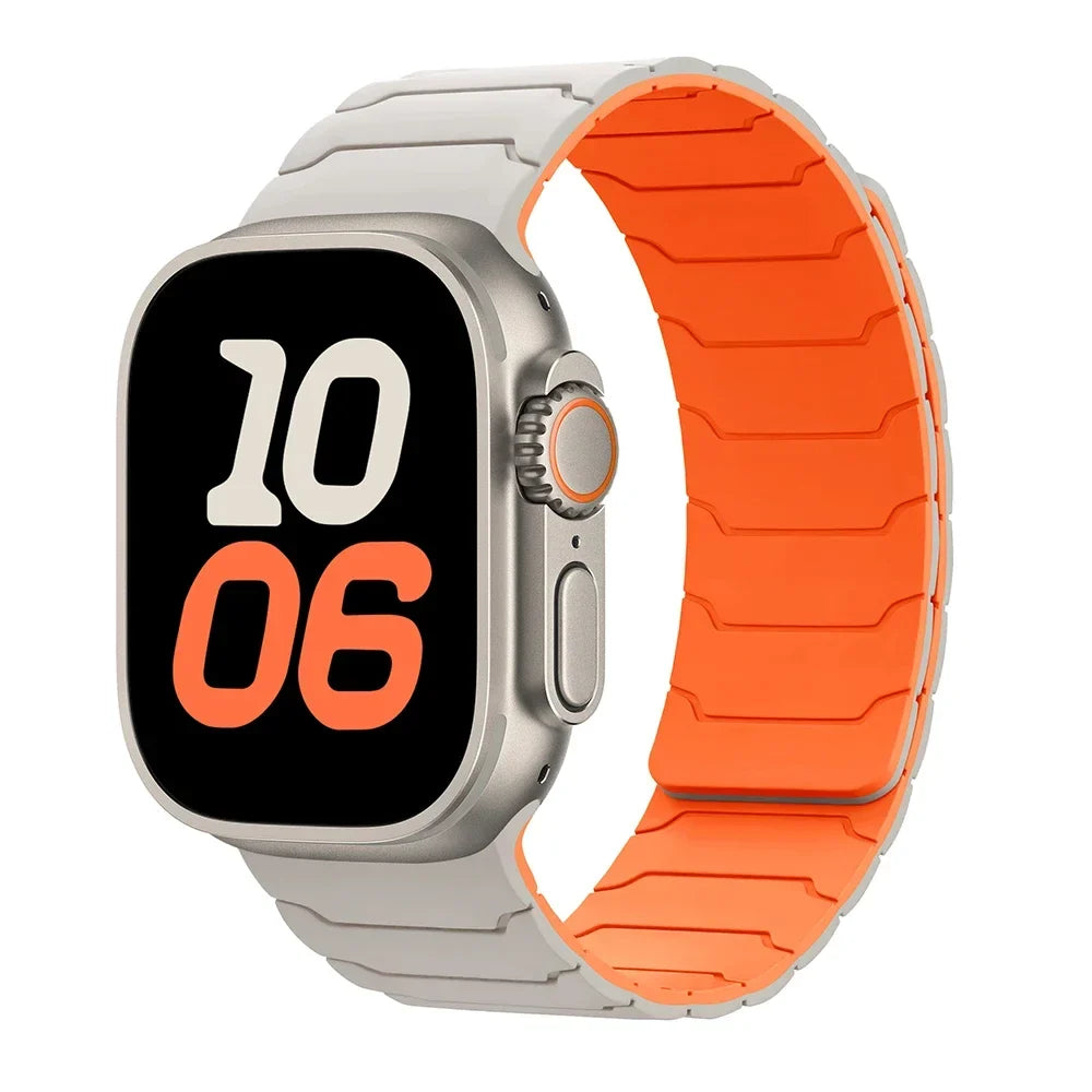 Bracelet de remplacement aimanté pour Apple Watch blanc orange