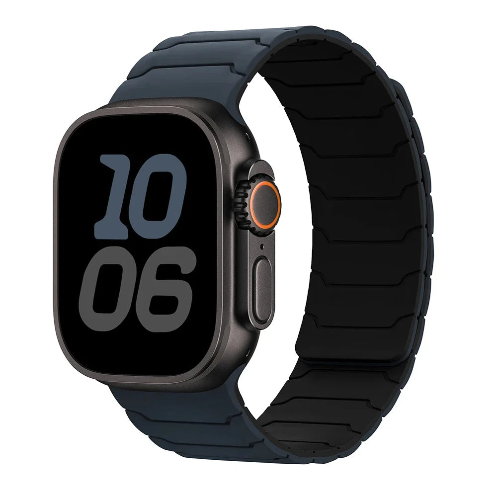 Bracelet de remplacement aimanté pour Apple Watch bleu noir