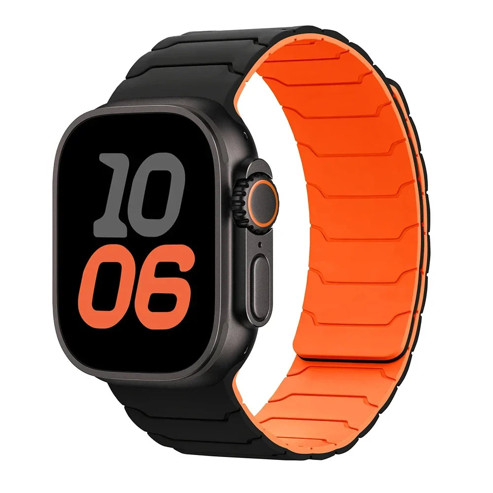 Bracelet de remplacement aimanté pour Apple Watch noir orange