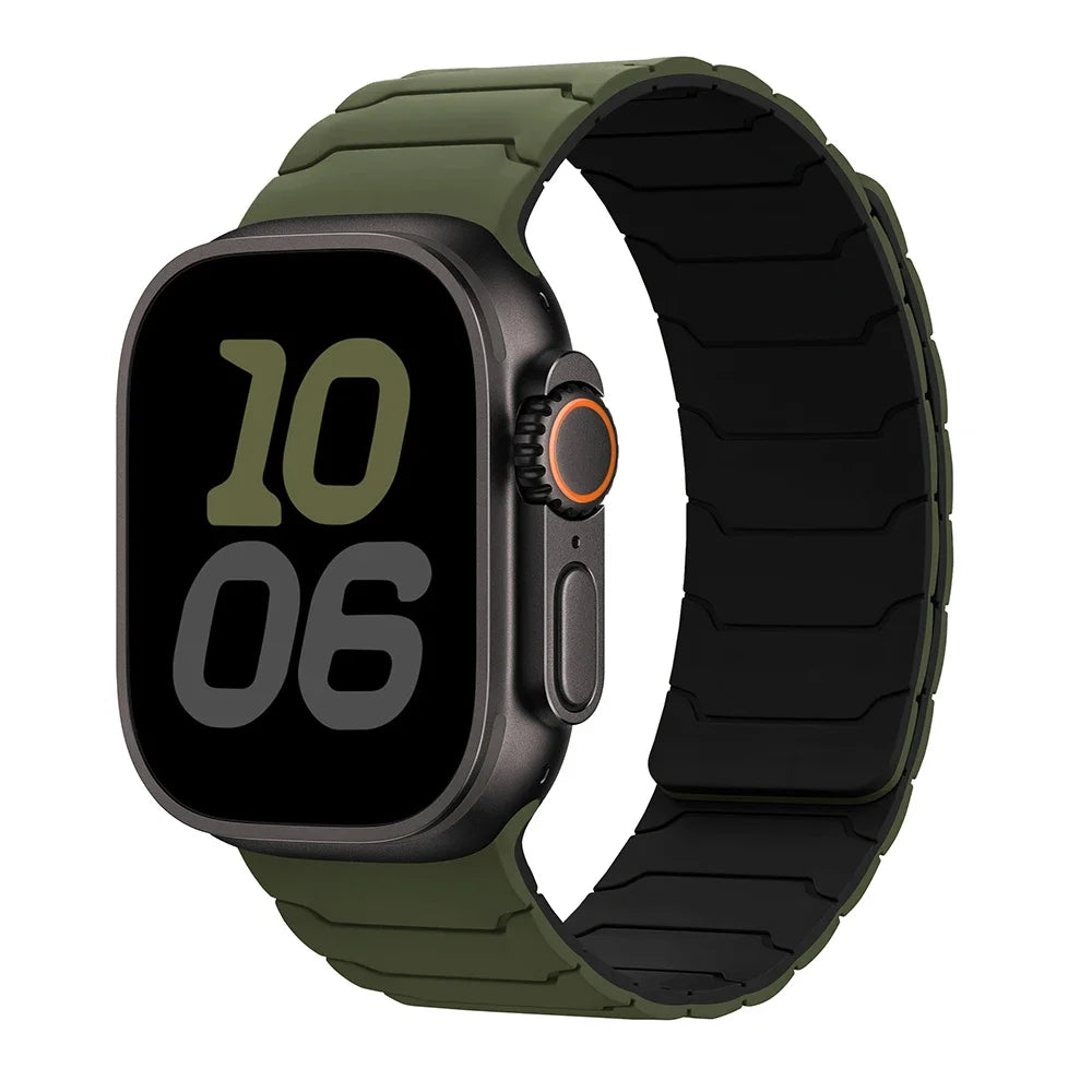 Bracelet de remplacement aimanté pour Apple Watch vert noir