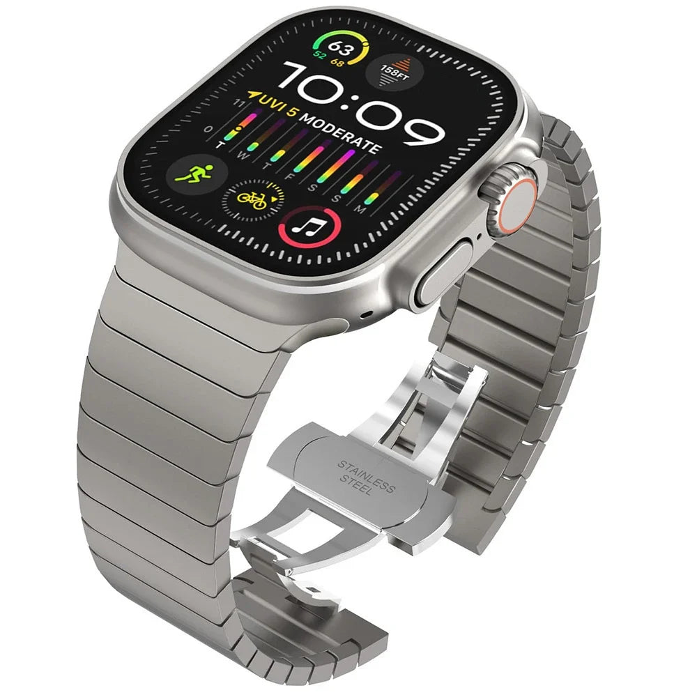 Bracelet de remplacement en acier inoxydable pour Apple Watch argent