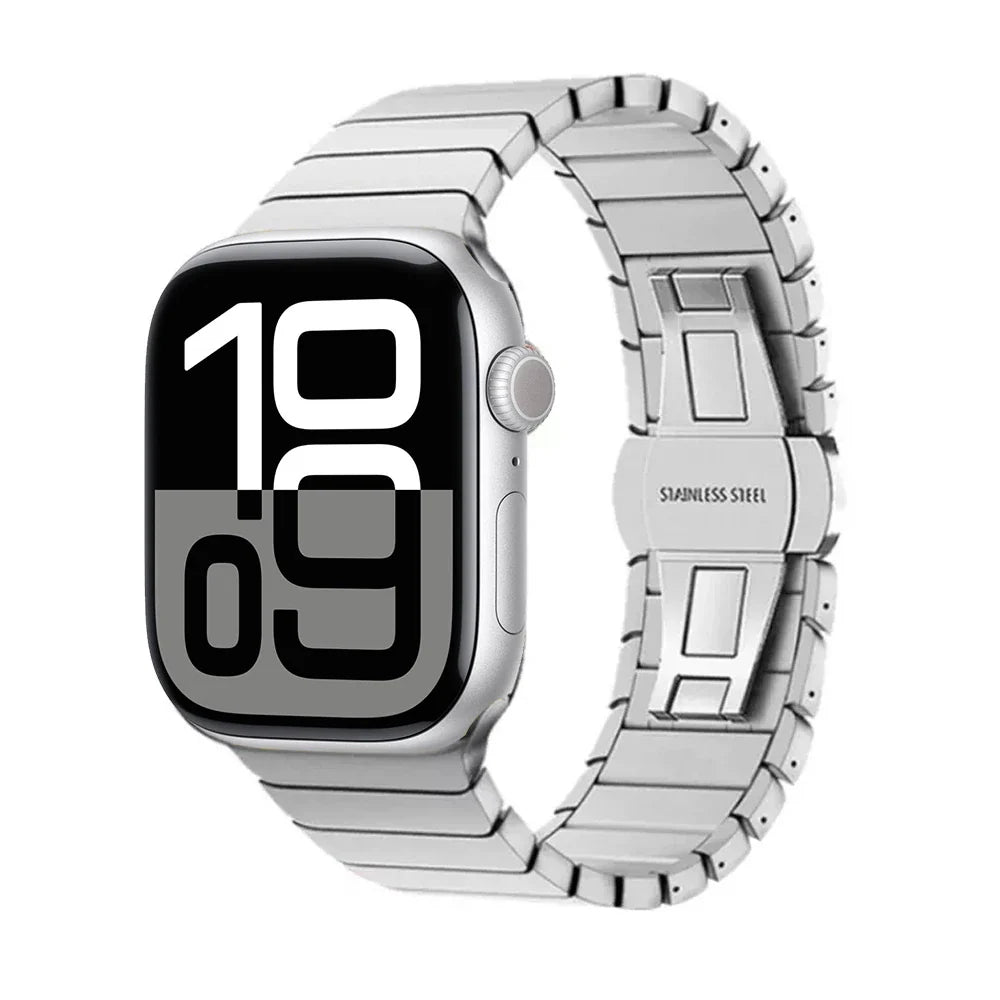 Bracelet de remplacement en acier inoxydable pour Apple Watch argent