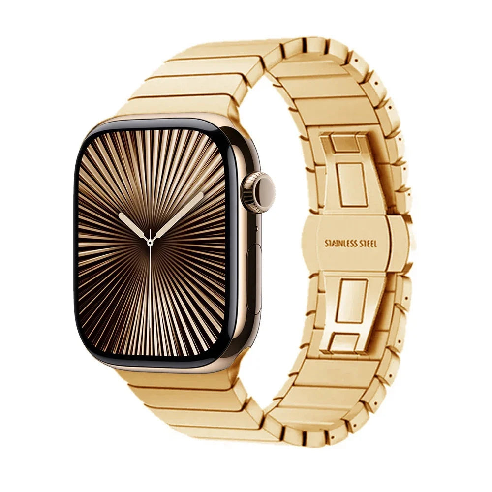 Bracelet de remplacement en acier inoxydable pour Apple Watch or