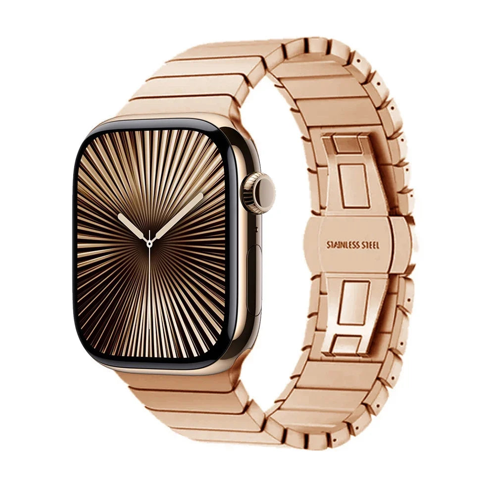 Bracelet de remplacement en acier inoxydable pour Apple Watch or rose